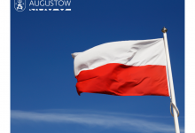Zdjęcie przedstawia powiewającą na wietrze - polską flagę