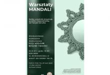 Plakat Wiosenne Warsztaty Mandali - każdy uczestnik otrzymuje pudełko niespodziankę od Fabryki Sznurka